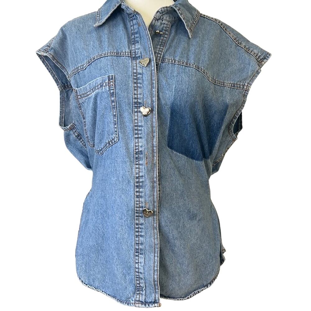 Human Made top sleeveless denim chambray top size medium
